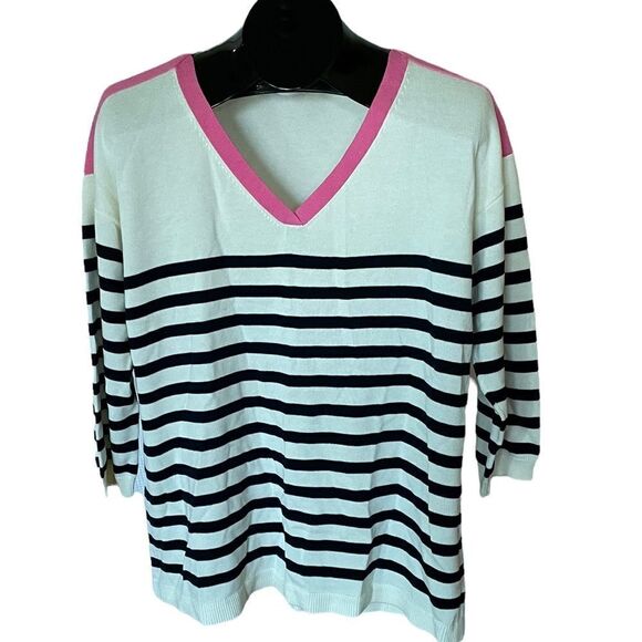 Talbots Nautical Striped Summer Sweater, Large - Picture 1 of 5